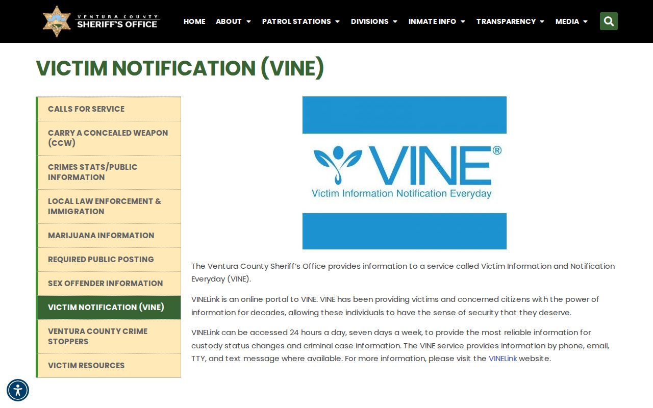 Ventura County 24 hour jail release VINE notification fallback